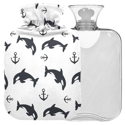 Naanle Whale Anchor Hot Water Bottle 1L Transparent Heat Bottle For Bed Hand Warmers Pain