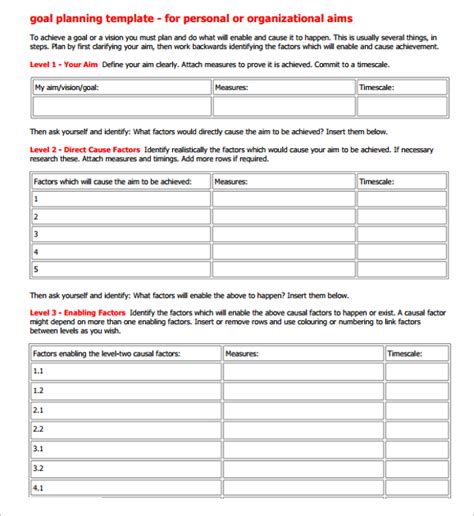 Free 9 Sample Goal Planning Templates In Pdf Ms Word