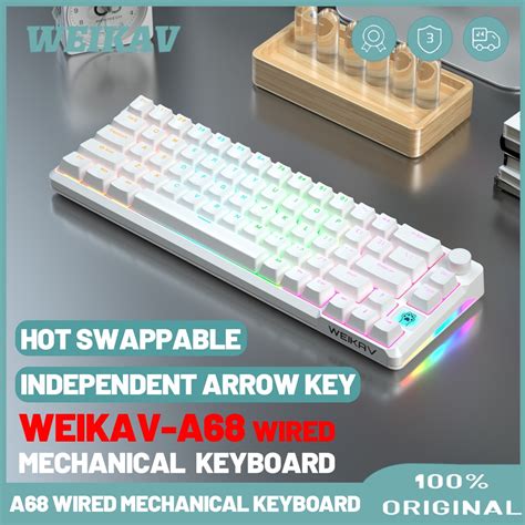 WEIKAV META68 65 Wired Mechanical Keyboard 68keys Mixed Light Hot Swap Gaming Keyboard For