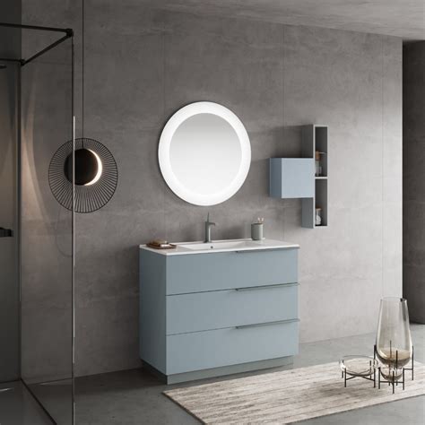 Mobile Bagno A Terra Con Lavabo Cm Con Cassetti E Specchio New