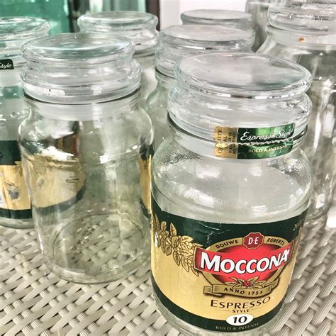 Big Glass bottles with glass suction lids from. Moccona, Furniture ...