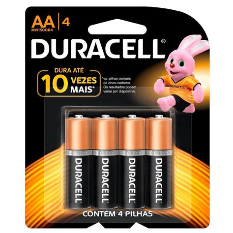 Pilha Alcalina Pequena AA 4 Unidades Duracell Pilhas Magazine