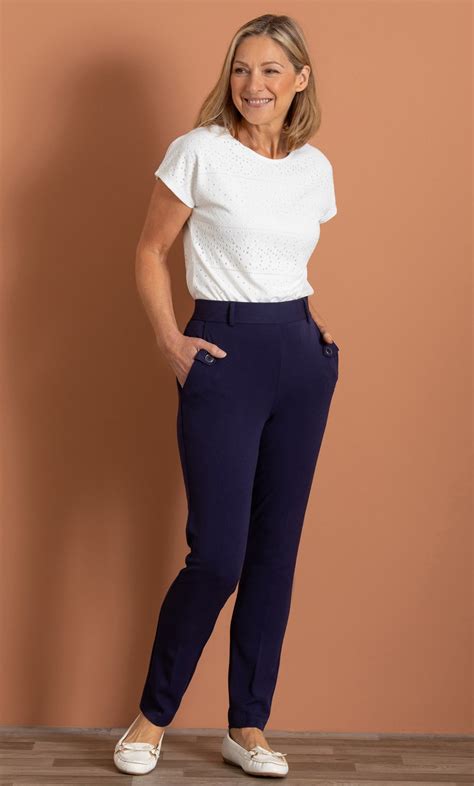 Anna Rose Slim Leg Trousers 27 Inch In Blue Klass