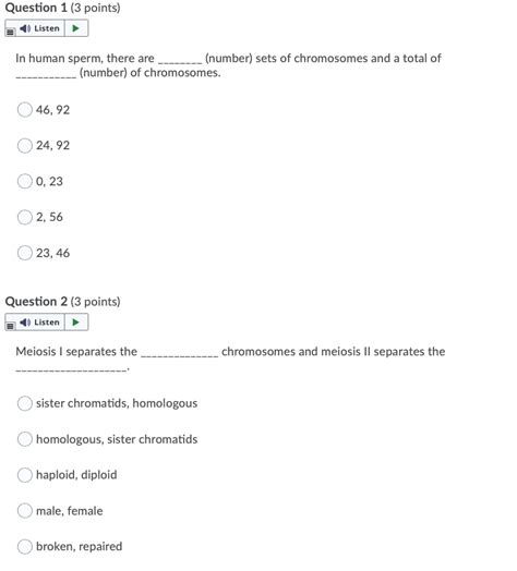 Solved Question 1 3 Points Listen In Human Sperm There