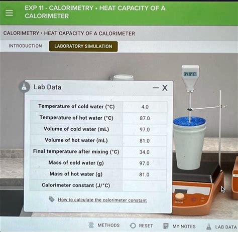 Solved Texts Exp Calorimetry Heat Capacity Of A Calorimeter