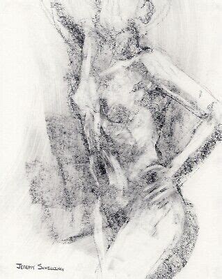 FEMALE NUDE FIGURE Original Graphite Drawing Naked Woman Pencil Art