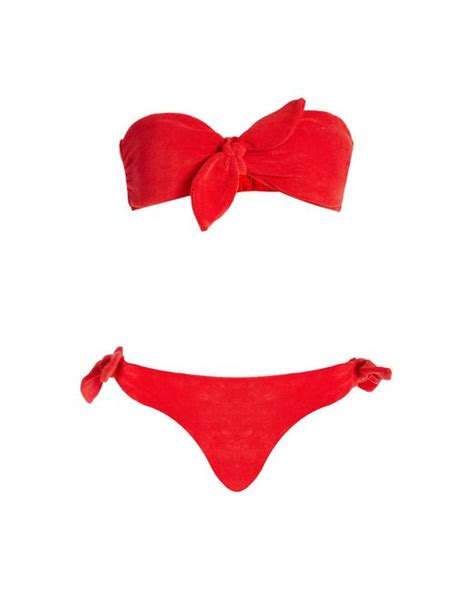 Zimmermann Lyre Cotton Terry Bikini In Red Lyst