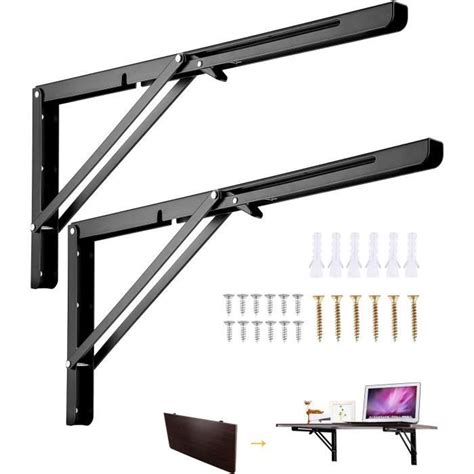 AJW Equerre Etagere 500mm 2 PCS Noir Support Console Pliable Supports D