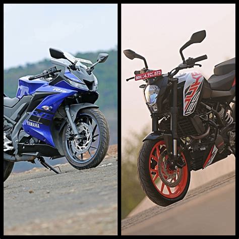 Ktm 125 Duke Vs Yamaha Yzf R15 V3 Abs Spec Comparison Bikedekho