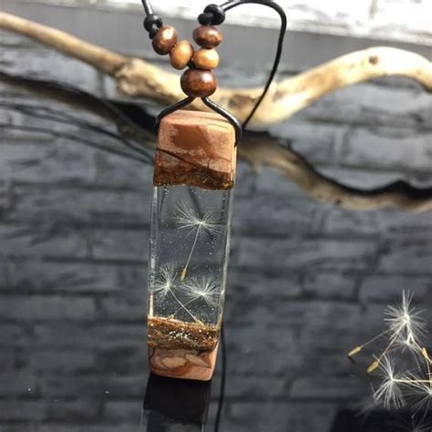 Bestseller Dandelion Wood Resin Necklace Clear Pusteblume Holz Etsy