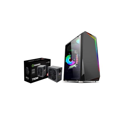 Kit Gabinete Gamer Lateral Vidro E Frente Luz Bpc C Fonte Atx