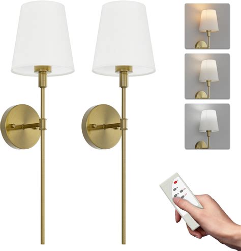 Adust Battery Operated Wall Sconce Set Of Two Remote Control Dimmable