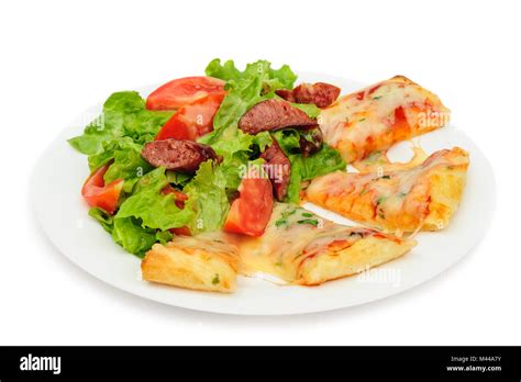 Pizza Slices And Salad Stock Photo Alamy