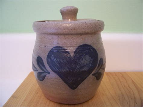 Vintage Rowe Pottery Salt Glaze Lidded Crock Dated 1988