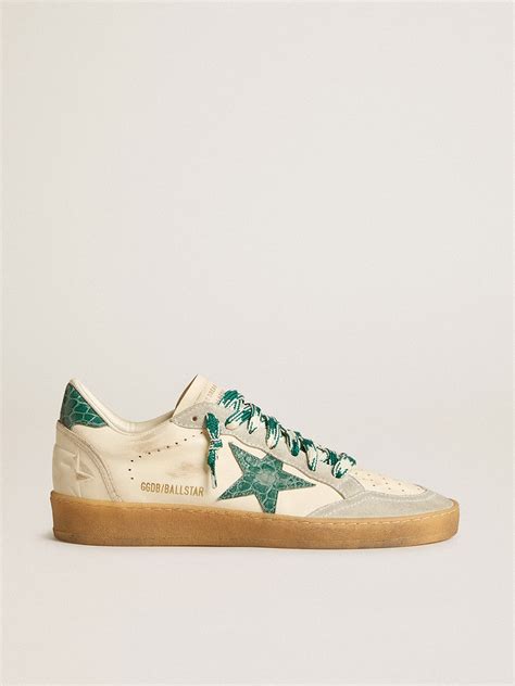 Women S Ball Star Ltd In Nappa With Green Crocodile Print Leather Star