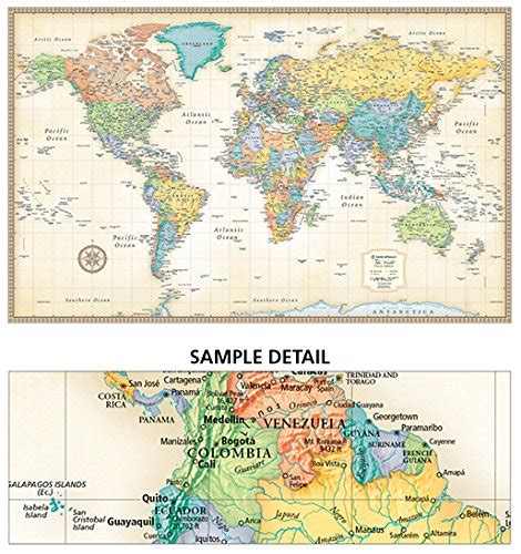 Rand Mcnally Classic Edition World Wall Map Laminated Rolled On