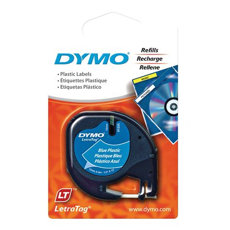 Dymo Plastic Letratag Tape Black On Blue X B H