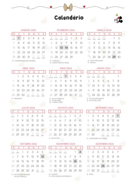 Calendario 2024 Planner 2024 Minnie Fazendo A Nossa Festa