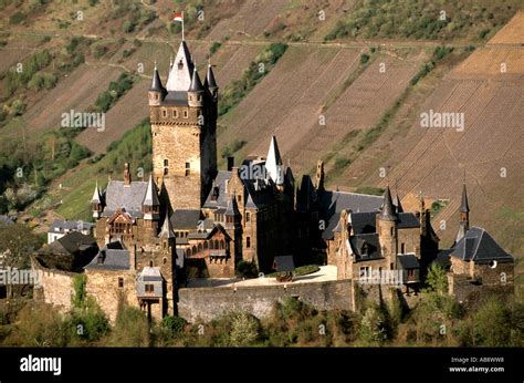 Mosel river castle Reichsburg Cochem 11th century Rheinland Pfalz Stock ...