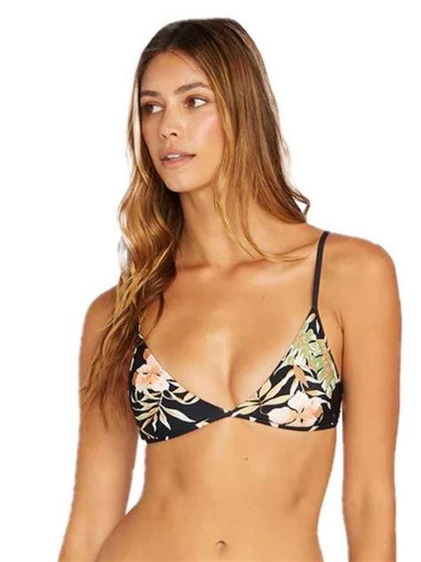 Volcom For The Tide V Neck Bikini Top Black Combo