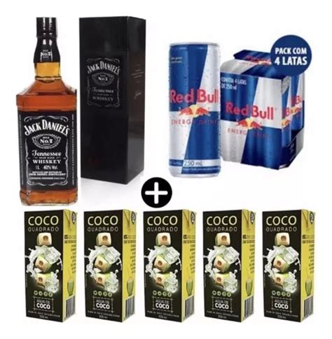 Combo Whisky Jack Daniels 1 L 4 Redbull 5 Gelo De Coco