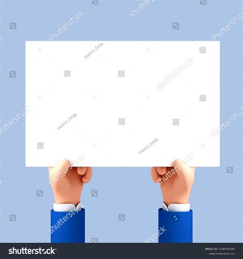 3d Cartoon Hands Holding Empty Sign Stock Vector Royalty Free