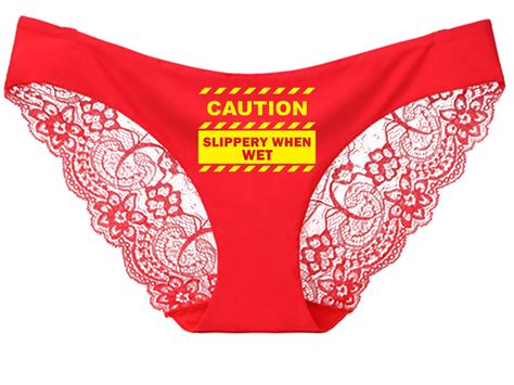 Caution Slippery When Wet Underwear For Her White Black And Red