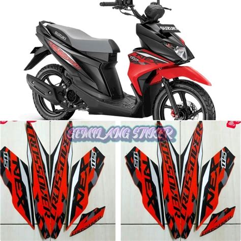 MERAH HITAM Striping Decal Pole Sticker Suzuki Nex Crossover 115 2021