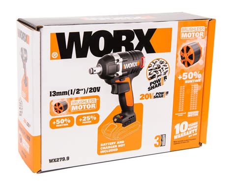 Гайковерт аккумуляторный WORX BL WX279.9, 20В, бесщеточный, без АКБ и ...
