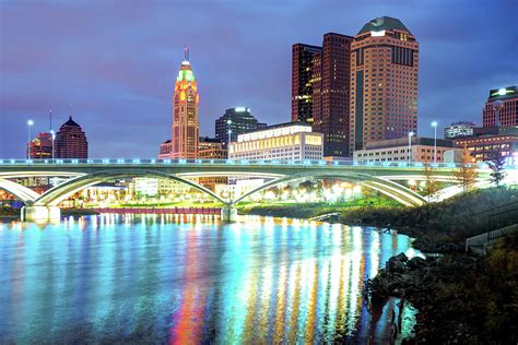 Skyline of Columbus Ohio at Night Photograph by Gregory Ballos