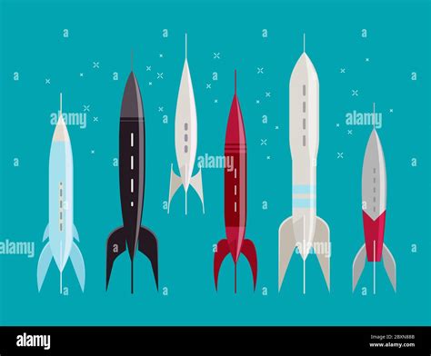 Space Rocket Retro Spaceship Spacecraft Vector Illustration Stock