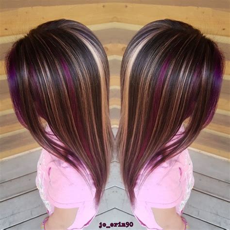 Pin On Hair Nails And Make Up Purple Highlights Blonde Hair Purple