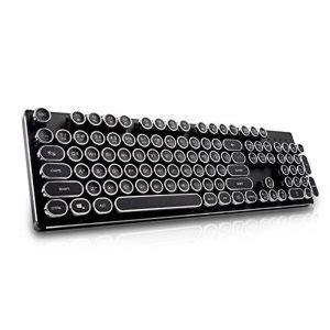 ABKO K830 Aluminum Retro Circle Keycap White LED Ten-keyless Mechanical KeyBoard Gaming Keyboard ...