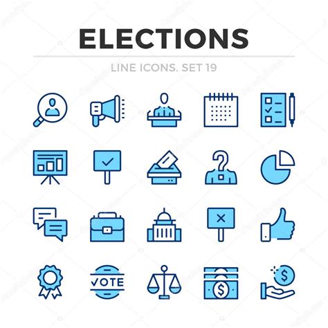 Elecciones Vector Línea Iconos Conjunto Diseño De Línea Delgada