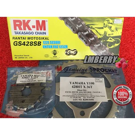 Original Rkm Sprocket Rkm 428 Yamaha LC135 Rxz 125Z Spoket Chain Set Rk