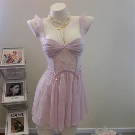 Black Lingerie Sexy Bow Sling Nightdress Slim Transparent Nightgowns With Panty Leg Rings Pure