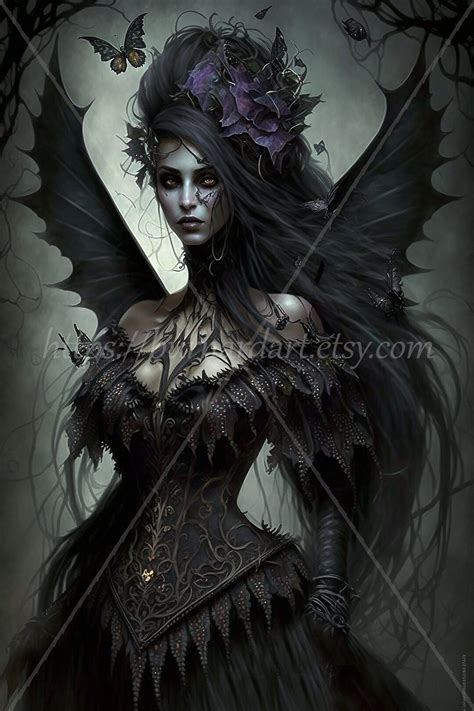 Dark Fairy Digital Download Gothic Fantasy Ai Art Print Etsy