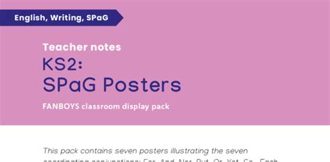 Coordinating Conjunction Ks2 Fanboys Posters Classroom Displays