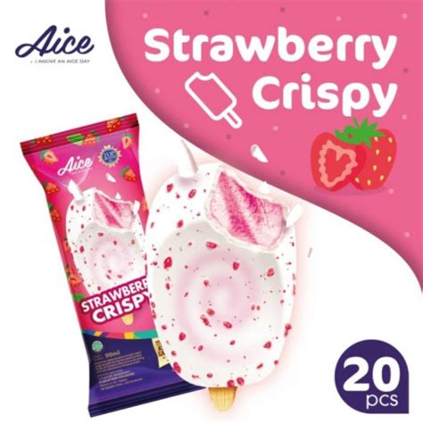 Jual Aice Ice Cream Strawberry Crispy Isi 20pcs Indonesia Shopee Indonesia