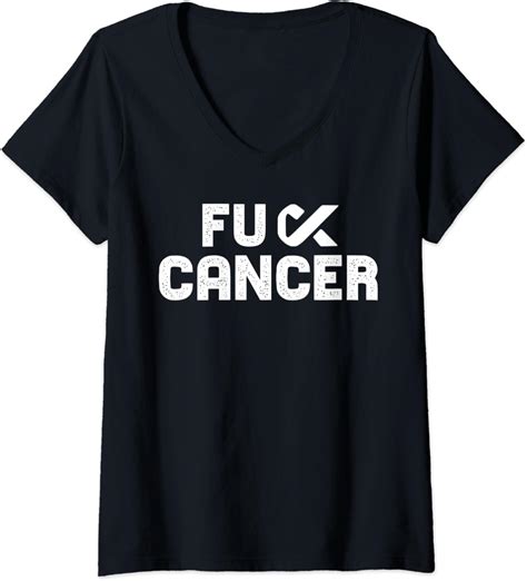 Womens Fuck Cancer Tshirt Fu Cancer T Shirt Cancer Awareness V Neck T Shirt Clothing