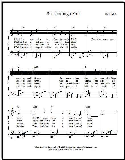 Scarborough Fair for Singers, Free Vocal Sheet Music