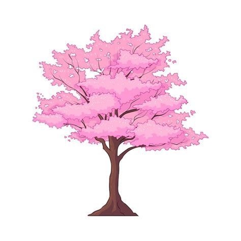 arbol de sakura dibujado  mano vector premium