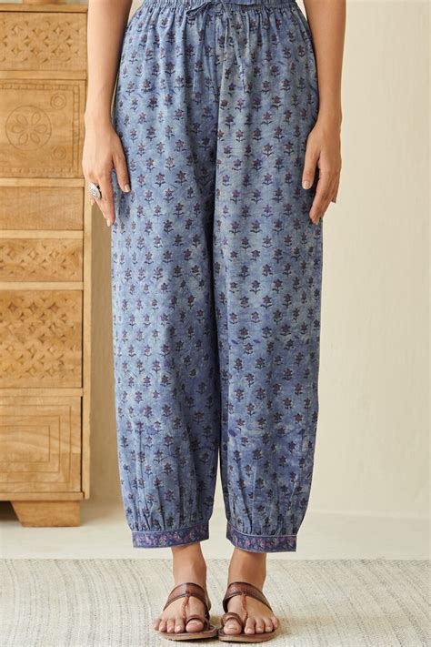 Buy Akola Hand Block Printed Cotton Izhaar Pants For Women Fgipt