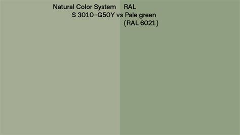 Natural Color System S 3010 G50y Vs Ral Pale Green Ral 6021 Side By