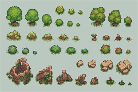 Grassland Top Down Tileset Pixel Art On Behance