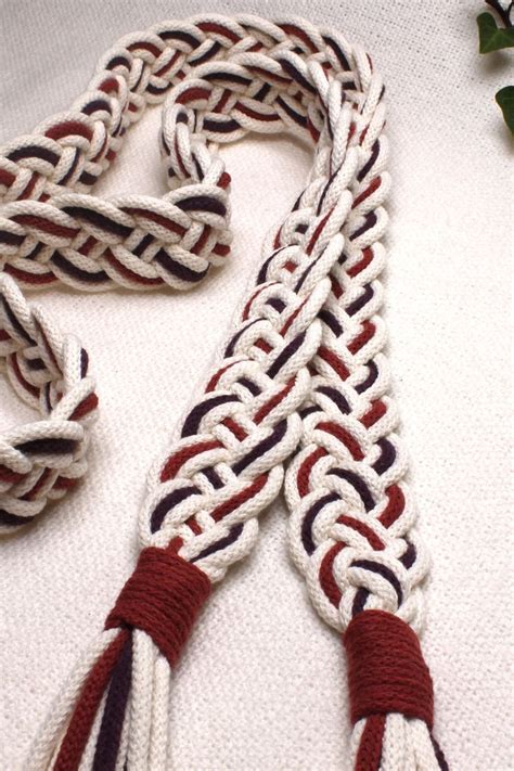 Handfasting Cord In Natural Cotton Ivory Burgundy And Wild Rose