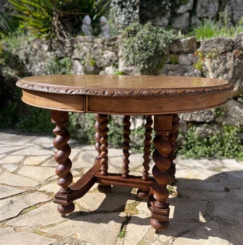 Proantic Table Manger En Ch Ne Massif Sculpt Et Moulur Avec