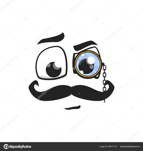 Cartoon Face Mustaches Monocle Eye Vector Gentleman Detective Character