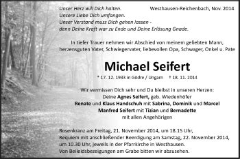 Traueranzeigen Von Michael Seifert Ostalbtrauer