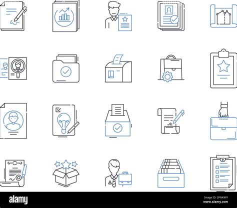 Professional Records Line Icons Collection Documentation Reports